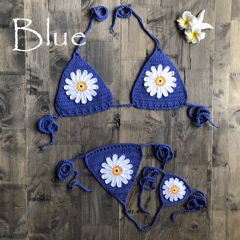 
                  
                    Vacation Split Swimsuit Hand-Woven Daisy Pattern Beach Bikini
                  
                