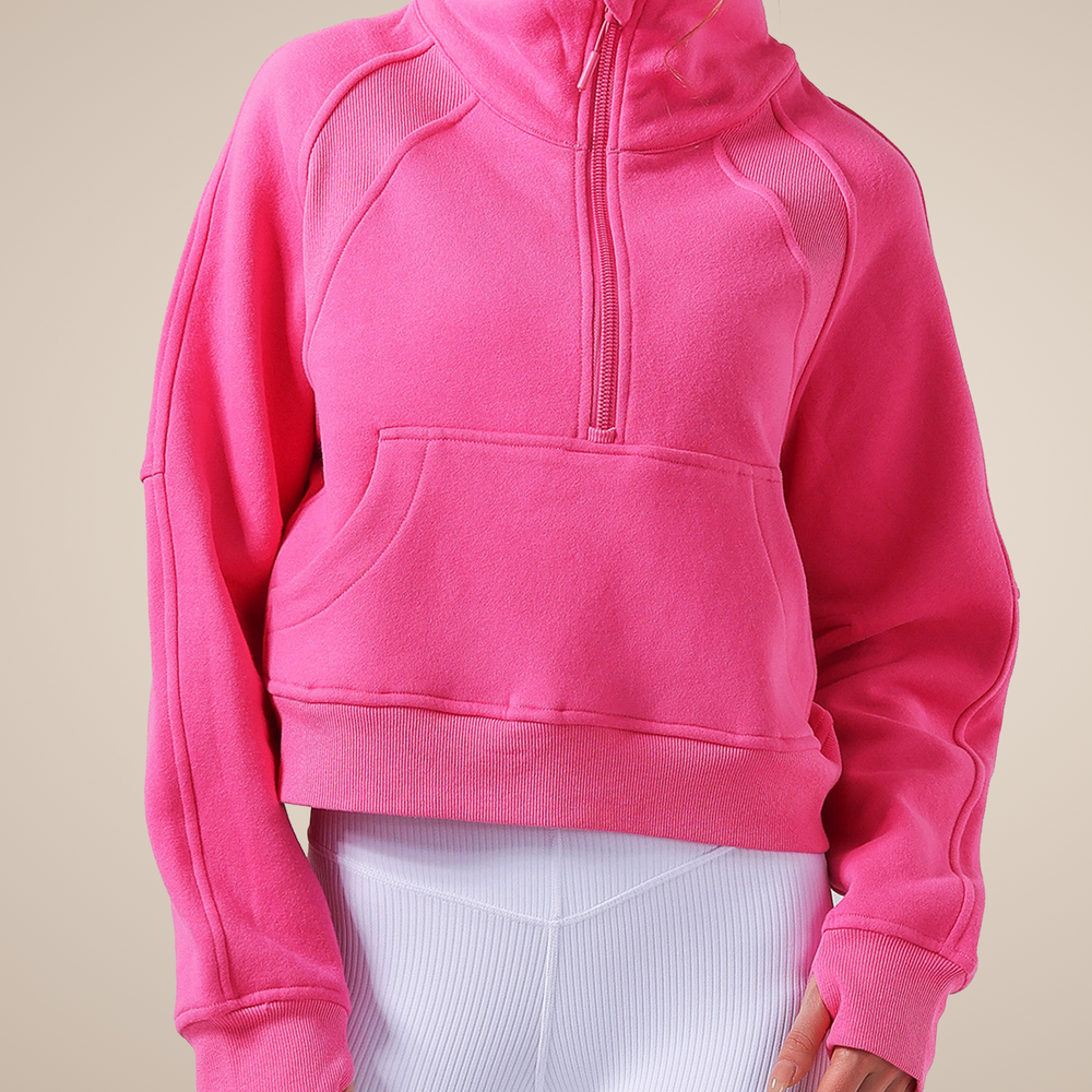 
                  
                    Autumn Winter Yoga Wear Sports Jacket Half Zipped Stand Collar Finger Lock Top Running Fitness Sweater
                  
                