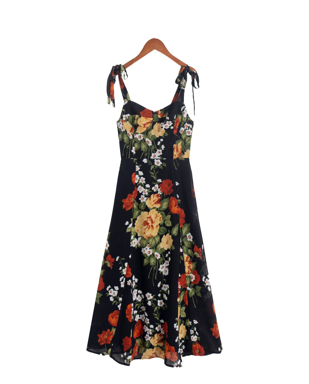 
                  
                    Spring Floral Printed Sexy Slim Fit Slimming Lace Up Bow Suspenders Mid Length Dress
                  
                