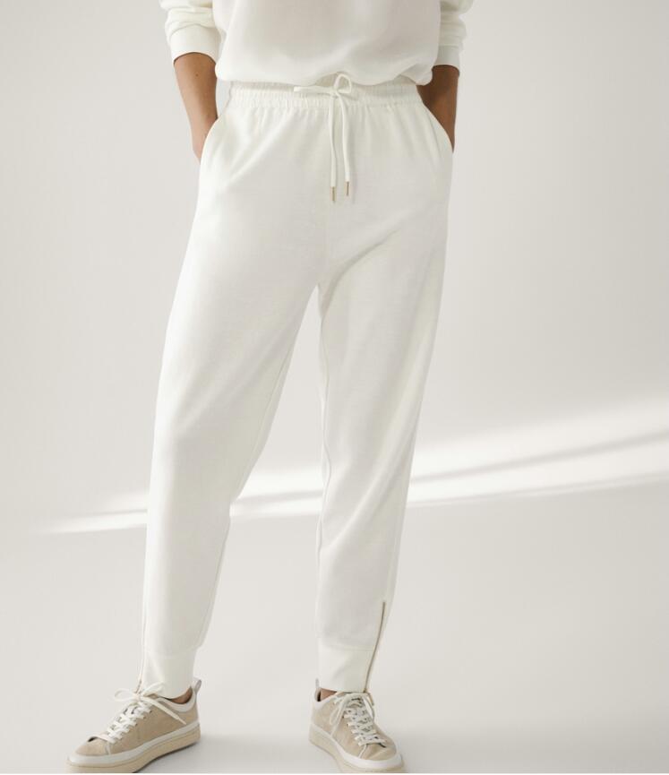 Zippered Trousers White Jogging Women'S Trousers Casual Pants