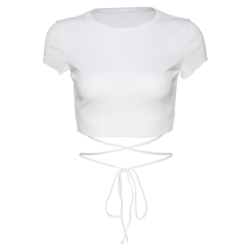 
                  
                    Ladies tie solid color T-shirt
                  
                