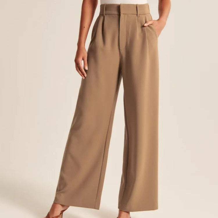 High Waist Wide Leg Pants Versatile Belt