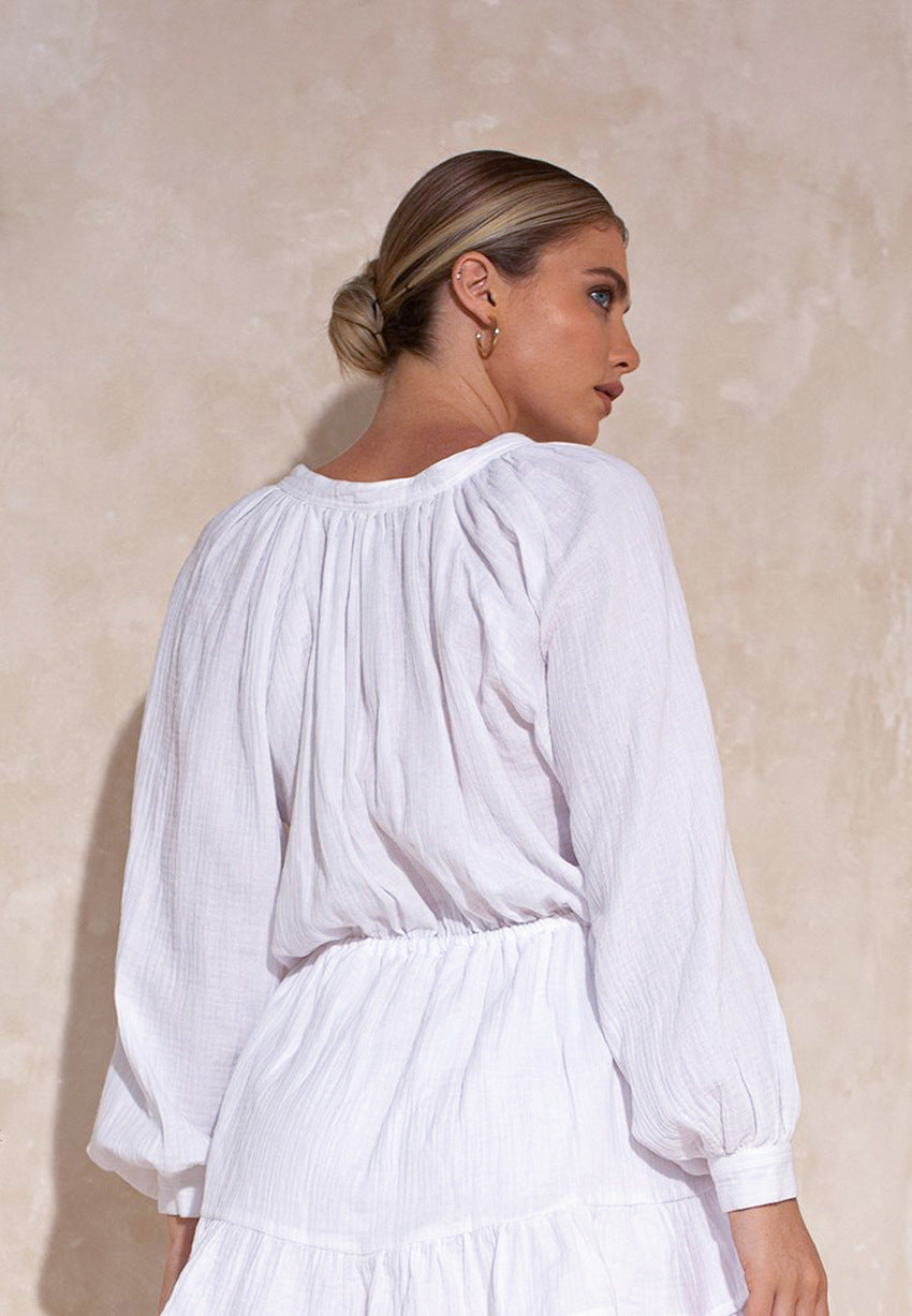 
                  
                    Cotton Long Sleeve Shorts Ruffled One-piece Pajamas Ladies' Homewear
                  
                