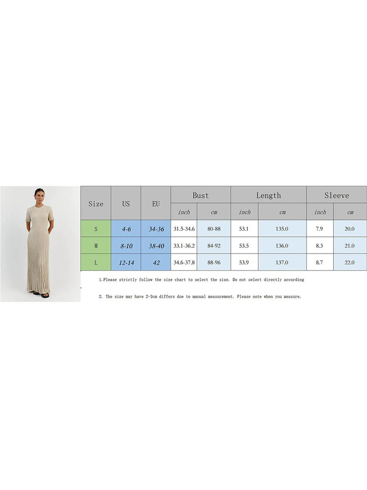 
                  
                    Womens Ribbed Knit Maxi Dresses Round Neck Short Sleeve Bodycon Sweater Dress Slim Fit Long Noodle Dress Party Clubwear
                  
                