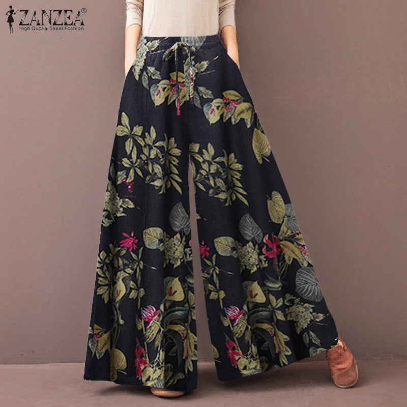 
                  
                    Women's Wide Leg Trousers ZANZEA 2023 Kaftan Printed Pants Elastic Waist Long Pantalon Palazzo Casual Floral Turnip Oversized - K&F
                  
                