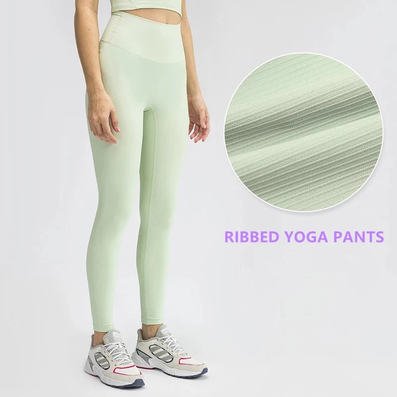 
                  
                    RIBBED High Waist Yoga Pants Fitness Athletic Legging Women Anti-sweat No Camel Toe Workout Gym Sport Leggings 25"
                  
                