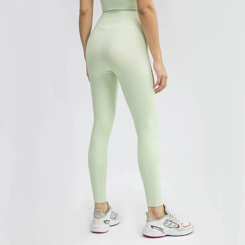 
                  
                    RIBBED High Waist Yoga Pants Fitness Athletic Legging Women Anti-sweat No Camel Toe Workout Gym Sport Leggings 25"
                  
                