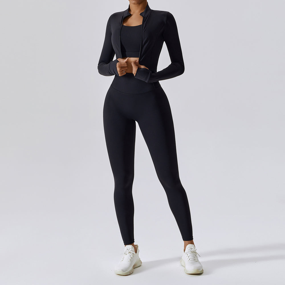 
                  
                    Outdoor Sports Skinny Yoga Clothes Suit Nude Feel Fitness Clothes Shockproof High Waist Yoga Clothes Three Piece Suit
                  
                