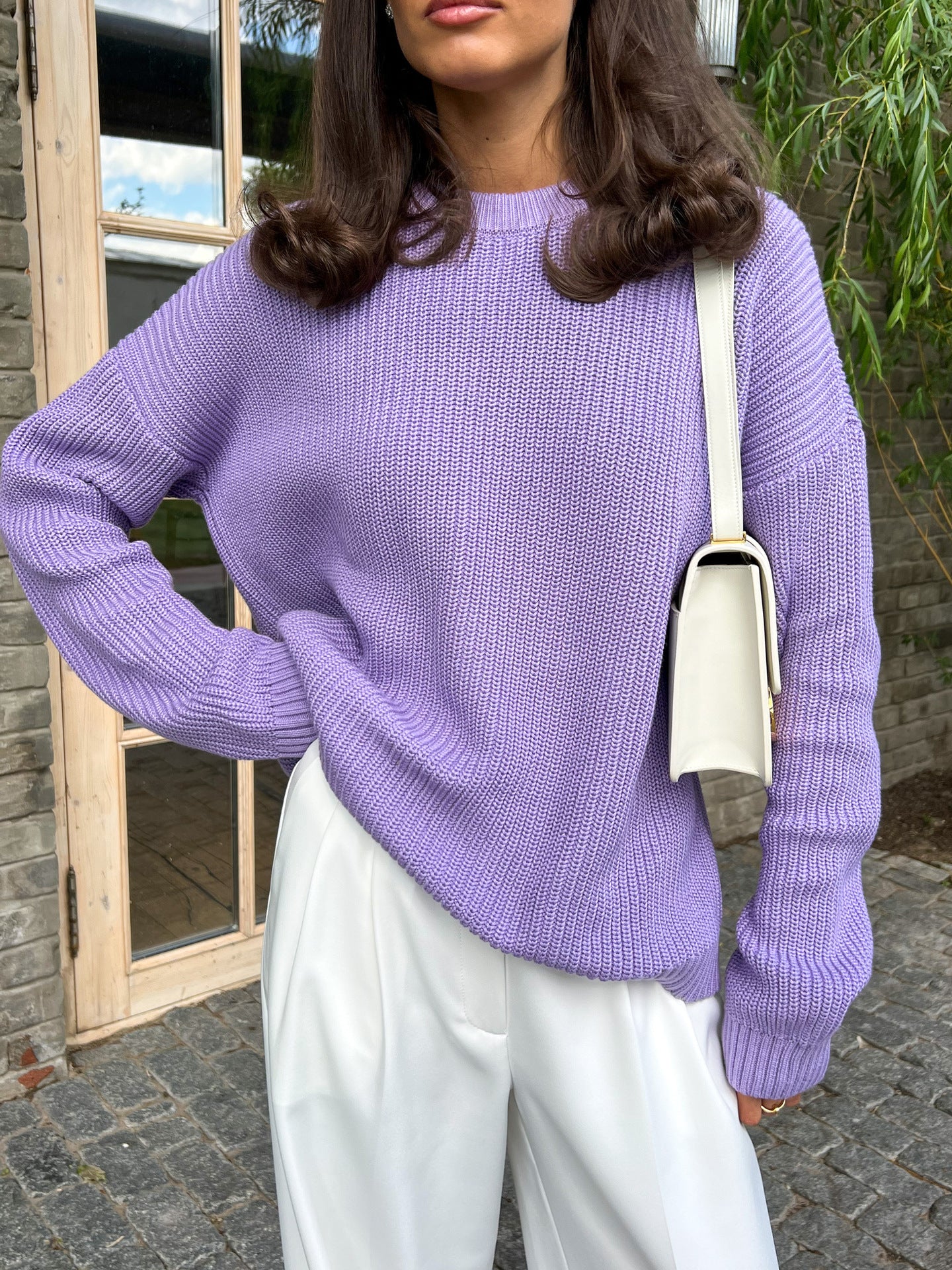 
                  
                    Women Knitwear Crew Neck Loose Solid Color Autumn Winter Women Sweater
                  
                