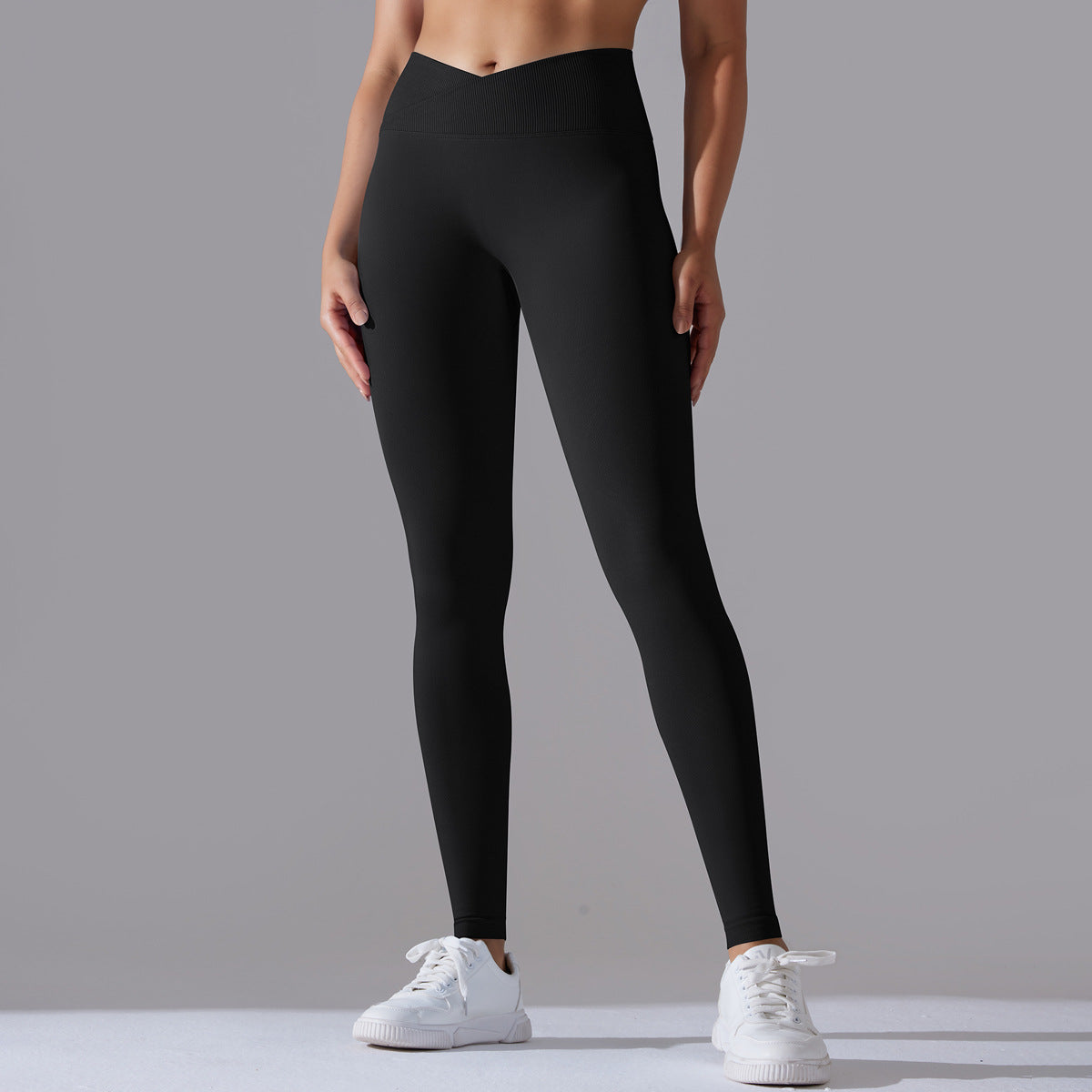 
                  
                    Seamless Knitted Yoga Pants Cross Waist Peach Hip Raise Yoga Running Sports Tights Breathable Fitness Pants
                  
                