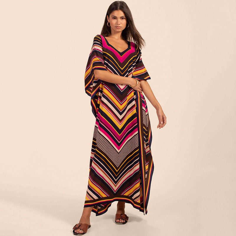 
                  
                    Printing Beach Cover Up Robe Vacation Skirt Maxi Dress Bikini Cover Up Women
                  
                