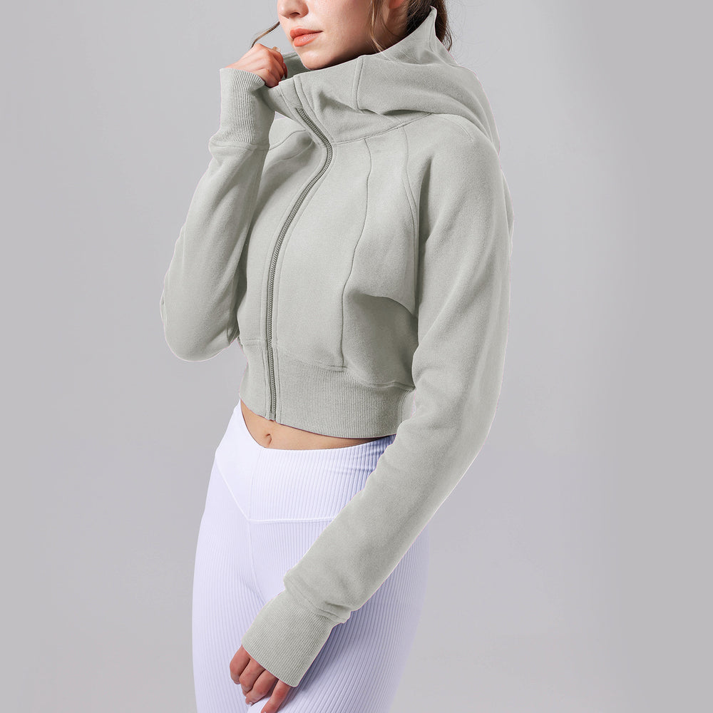 
                  
                    Casual Fleece lined Warm Yoga Clothes Short Loose Sweater Coat Women Hooded Fitness Sports Top Long Sleeve
                  
                