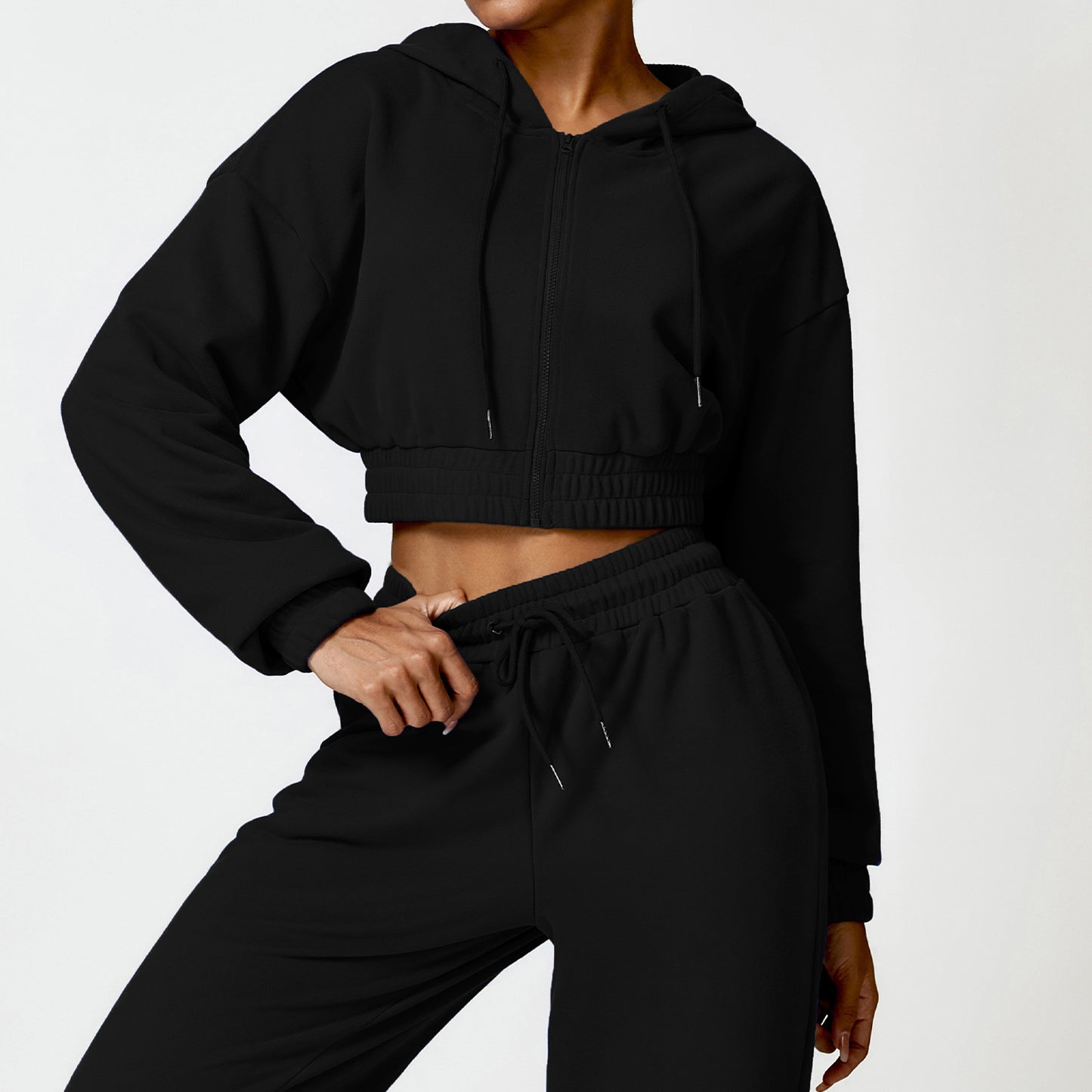 
                  
                    Outerwear Warm Casual Loose Long Sleeve Sweatershirt Coat Zipper Hooded Fitness Sports Sweater for Women
                  
                