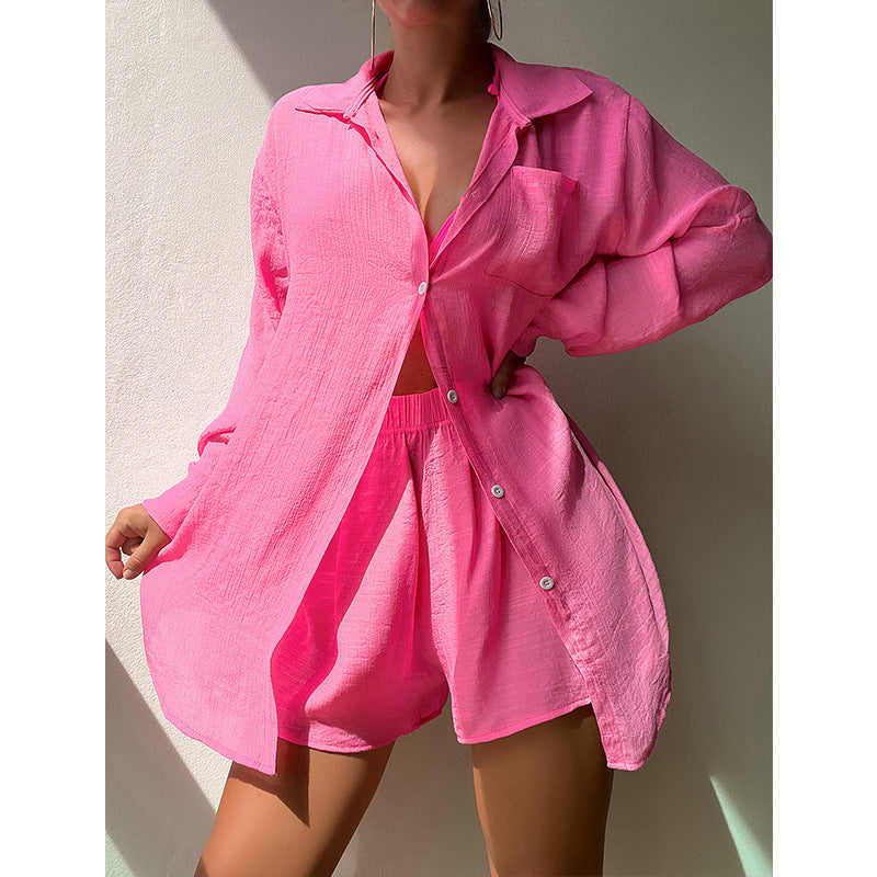 
                  
                    Shirt Suit Beach Jacket Vacation Sun Protection Clothing Loose Sun Proof Clothes Swimsuit Beach Cover Up
                  
                