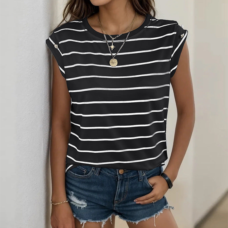 
                  
                    Summer Women Sleeveless Striped T shirt
                  
                