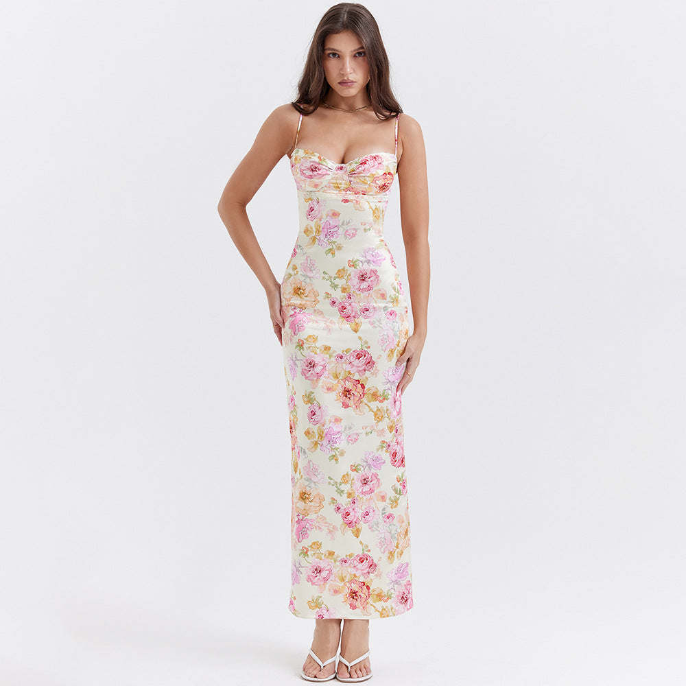 
                  
                    Women Clothing Dress Printed Strap Dress Sexy Backless Slit Vacation Floral Dress for Women
                  
                