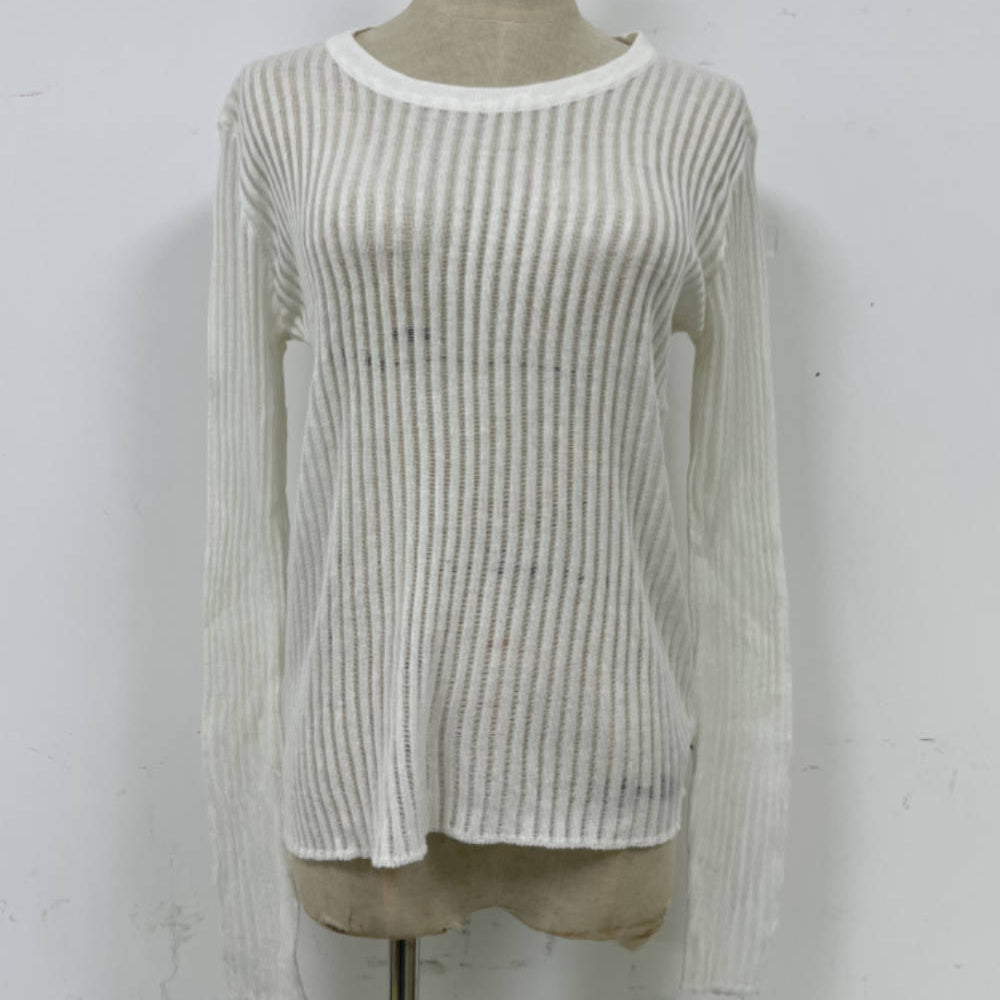 
                  
                    Spring Summer Long Sleeve round Neck Thin Breathable Knitted Wool Top
                  
                