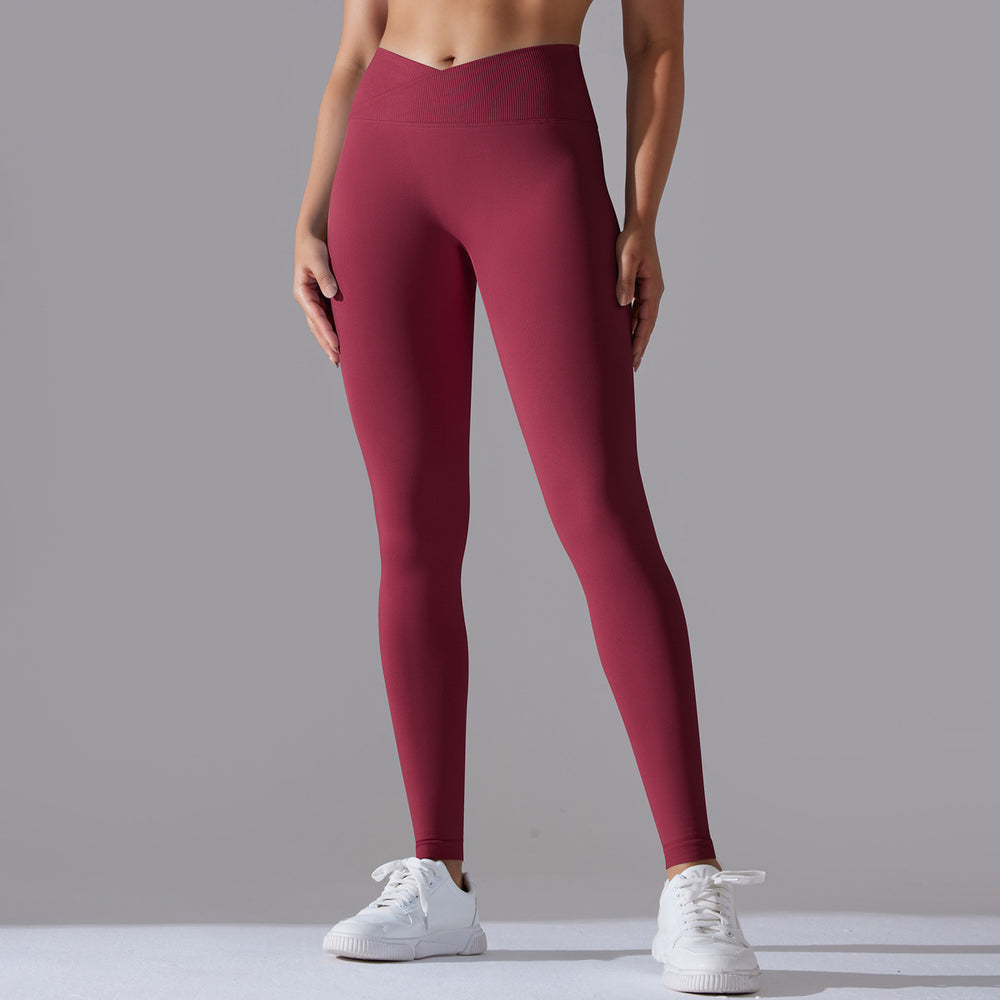 
                  
                    Seamless Knitted Yoga Pants Cross Waist Peach Hip Raise Yoga Running Sports Tights Breathable Fitness Pants
                  
                