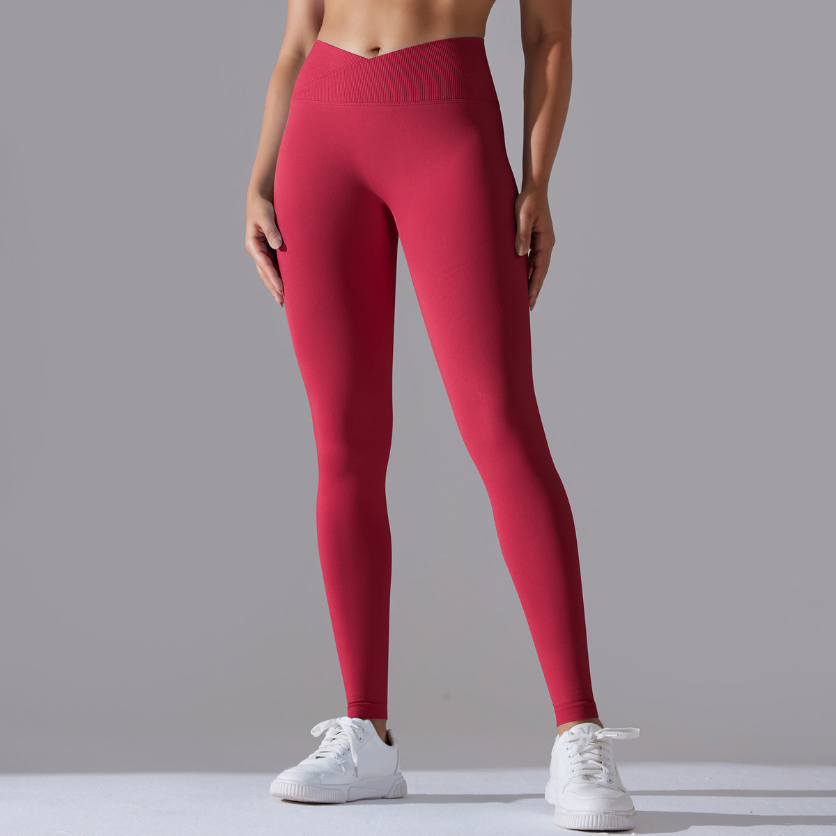 
                  
                    Seamless Knitted Yoga Pants Cross Waist Peach Hip Raise Yoga Running Sports Tights Breathable Fitness Pants
                  
                