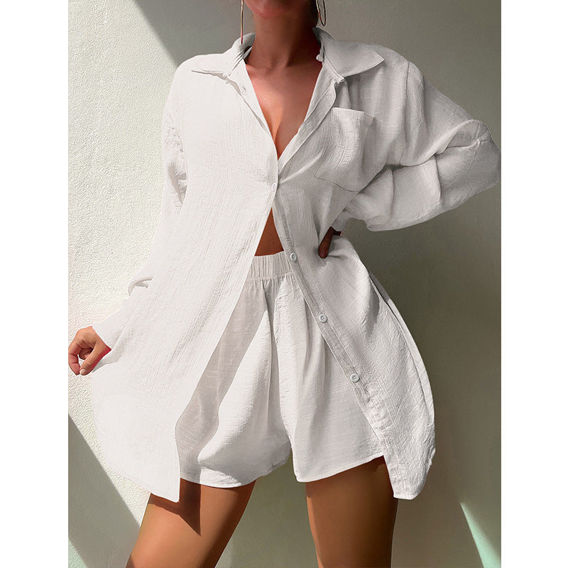 
                      
                        Shirt Suit Beach Jacket Vacation Sun Protection Clothing Loose Sun Proof Clothes Swimsuit Beach Cover Up
                      
                    