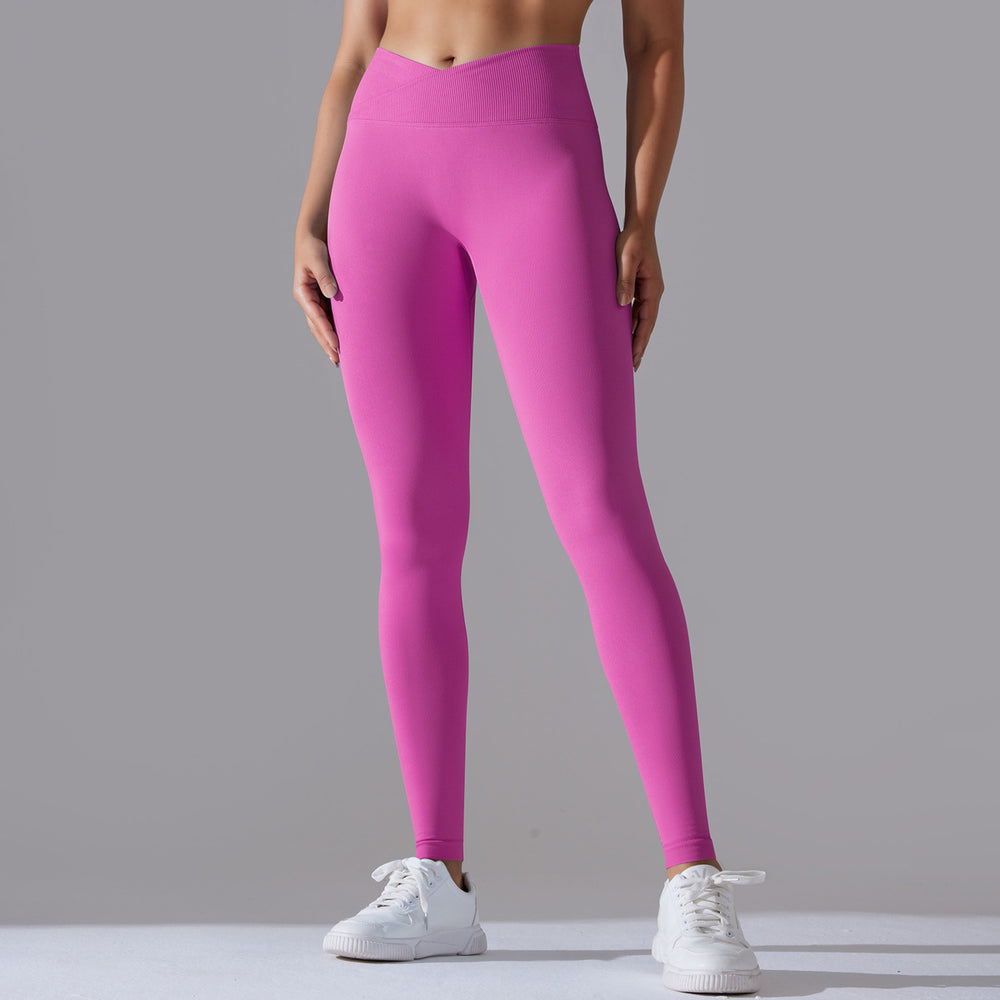 
                  
                    Seamless Knitted Yoga Pants Cross Waist Peach Hip Raise Yoga Running Sports Tights Breathable Fitness Pants
                  
                