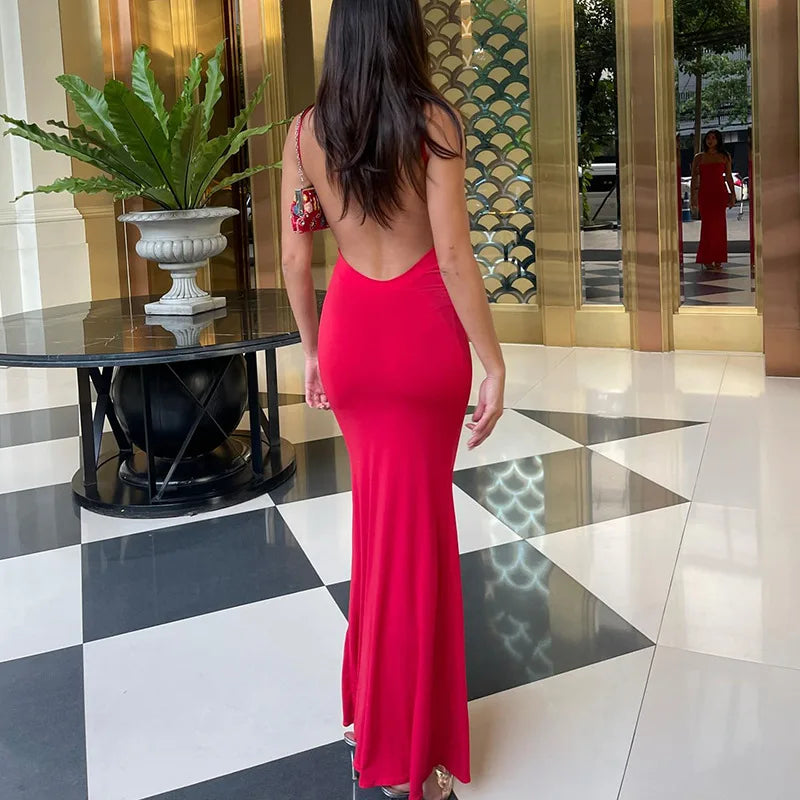 
                  
                    161 red Sexy Backless Sleeveless Slip Maxi Dress for Women Elegant Summer Holiday Beach Sundresses
                  
                