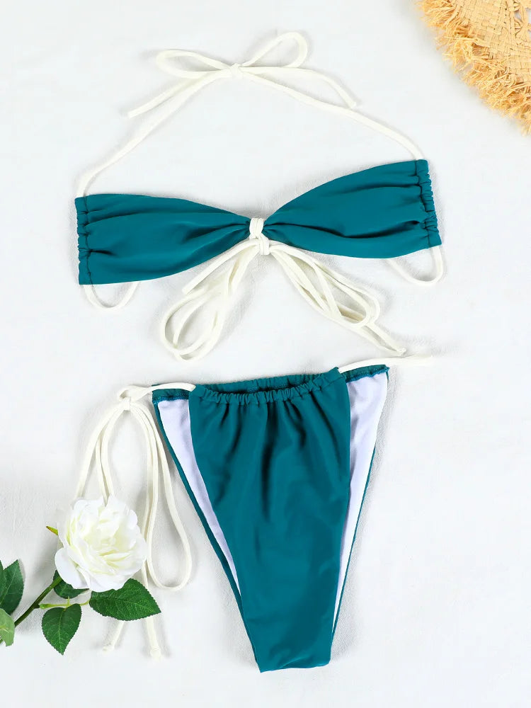
                  
                    Halter Extreme Bikini for Women Green Swimwear Bandage Micro Thong Bikini Beach Wear Bathing Suit Female 2024 Swimsuit
                  
                