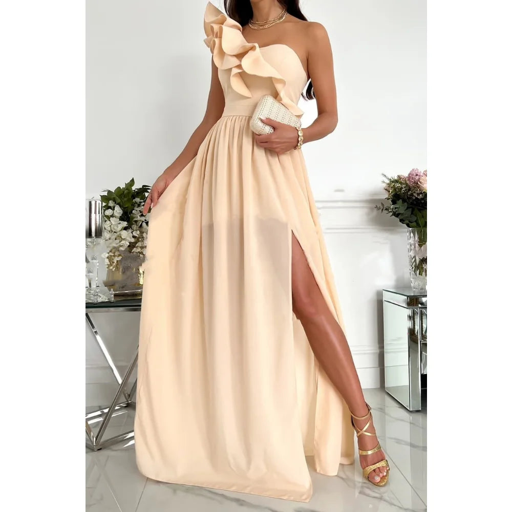 
                  
                    Women's Sleeveless Ruffle Hem Split Party Dress, Elegant Long Dress, Chiffon Midi Dresses, Sexy, New, Summer, S-XXL, 2023
                  
                