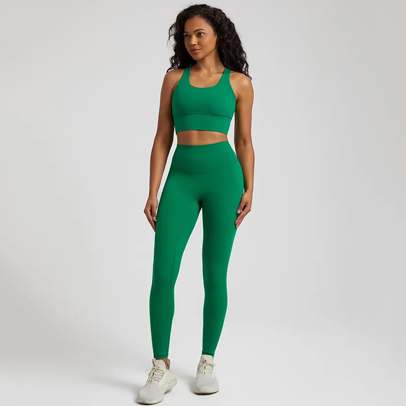 
                  
                    Solid Color Soft Gym Yoga Set Tight Leggings Sports Fitness Cross Gym Bratop 2pc Suit Comprehensive Training Jog Women Sportwear
                  
                