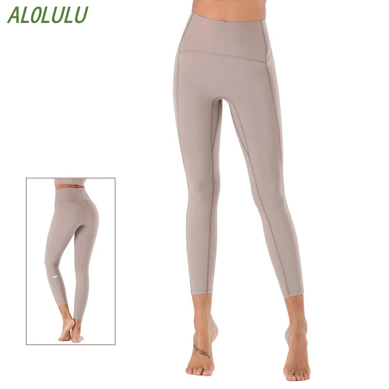 AL0lulu High Waist Comfortable Yoga Leggings With Logo Sports Running Nylon Seamless Hip Lift Leggings Gym Women Leggings