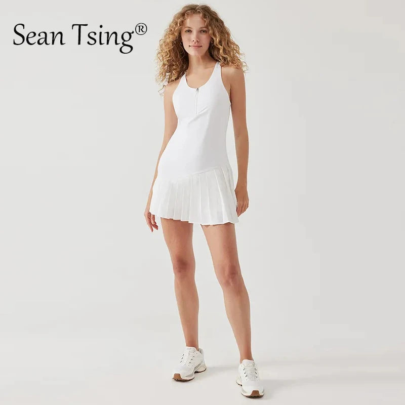 
                  
                    Sean Tsing® Golf Tennis Dress with Shorts Women's Sleeveless Pleated Dresses Badminton Pickleball Workout Sport Two Pieces Suits
                  
                