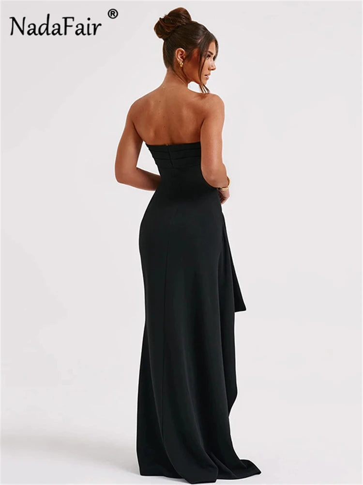 
                  
                    Nadafair Strapless Sleeveless Black Long Dress Party Club Sexy Off Shoulder Women Dresses Backless Summer Split Prom Evening
                  
                