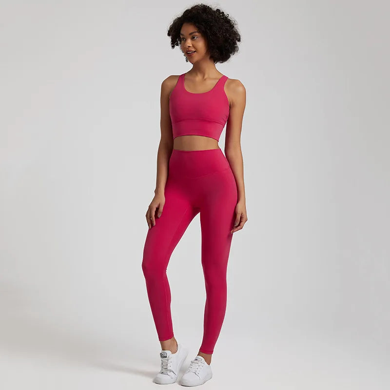 
                  
                    Solid Color Soft Gym Yoga Set Tight Leggings Sports Fitness Cross Gym Bratop 2pc Suit Comprehensive Training Jog Women Sportwear
                  
                