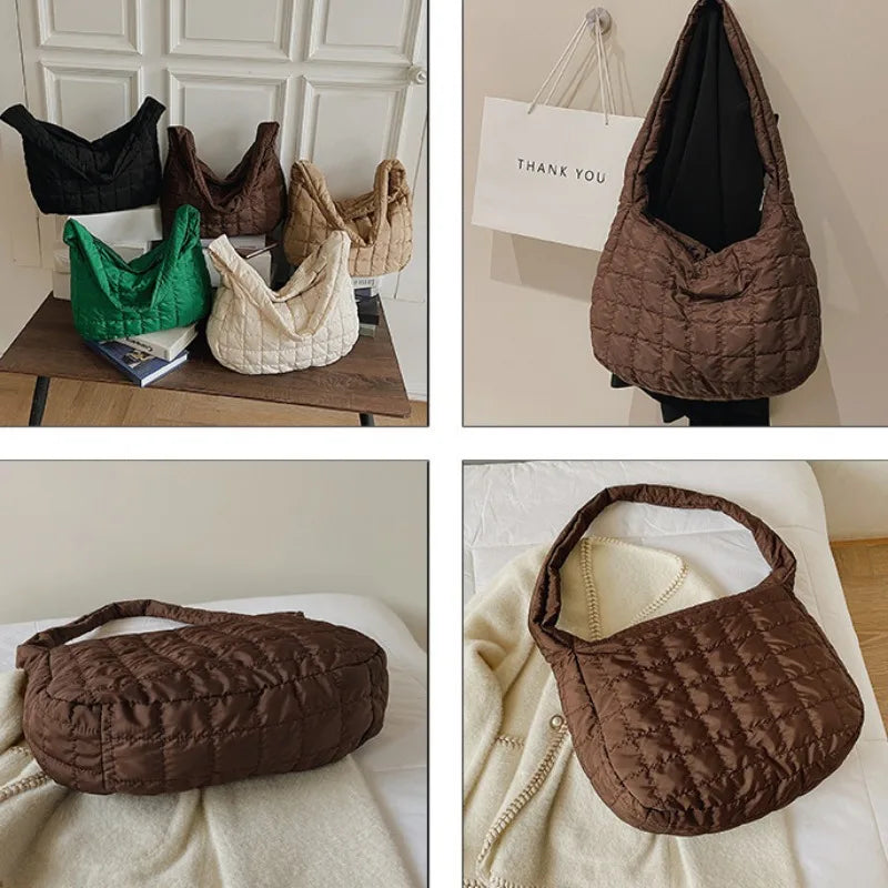 
                  
                    Simple Lingge Crossbody Bag for Women, Down Shoulder Bag, Large Capacity Underarm Bag, Fashion Trend, Winter, New
                  
                