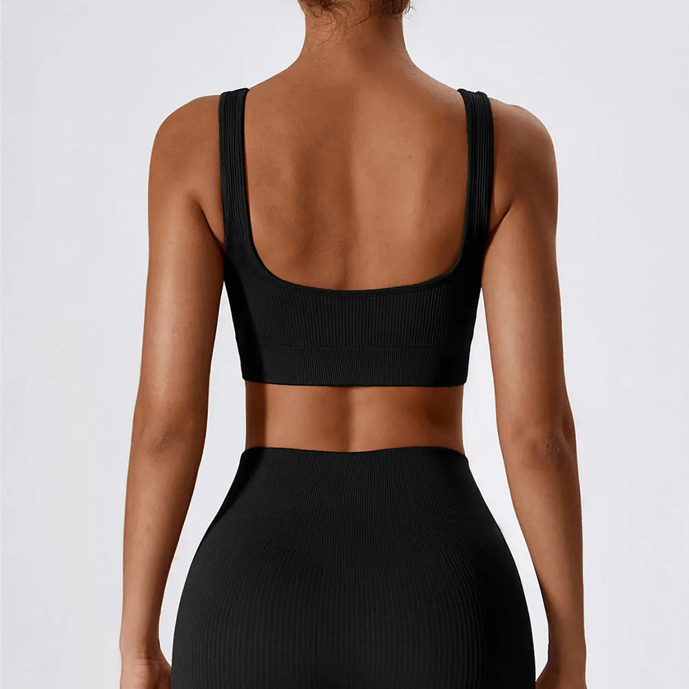
                  
                    Women Yoga Vest Gym Sports Crop Tops Seamless Streetwear Rib-Knit Fitness Running Vest Workout Bra Tank Top Female Without Pad
                  
                