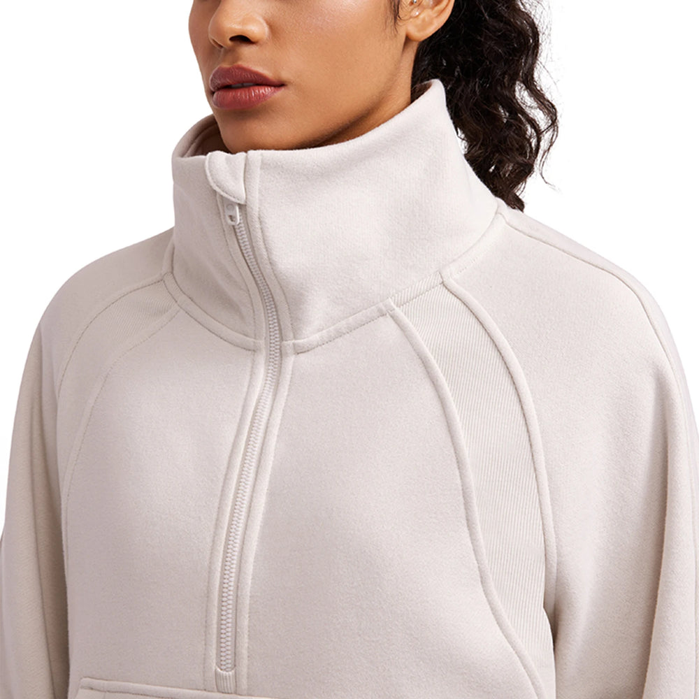 
                  
                    CRZ YOGA Womens Fleece Lined Half Zipper Sweatshirts Funnel Neck Long Sleeve Oversized Pullover Hoodies with Thumb Holes
                  
                