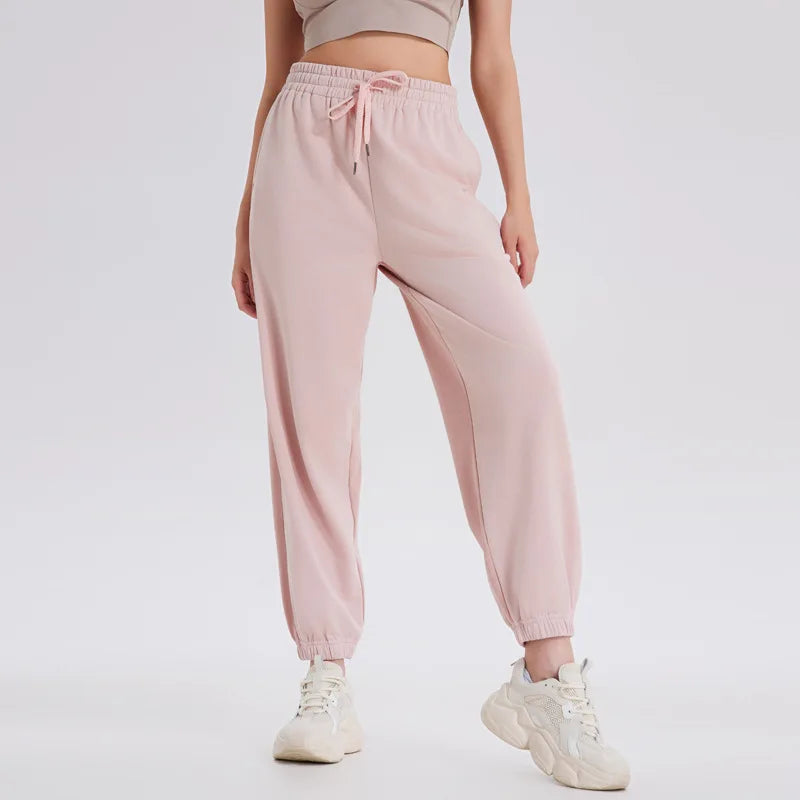 
                  
                    Women's Colored Pure Cotton Sports Pants, Casual Pants, Tie Feet Closure, Harlan Wei Pants, Spring, Autumn, Winter, New, 2023
                  
                