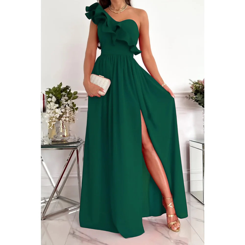 
                  
                    Women's Sleeveless Ruffle Hem Split Party Dress, Elegant Long Dress, Chiffon Midi Dresses, Sexy, New, Summer, S-XXL, 2023
                  
                