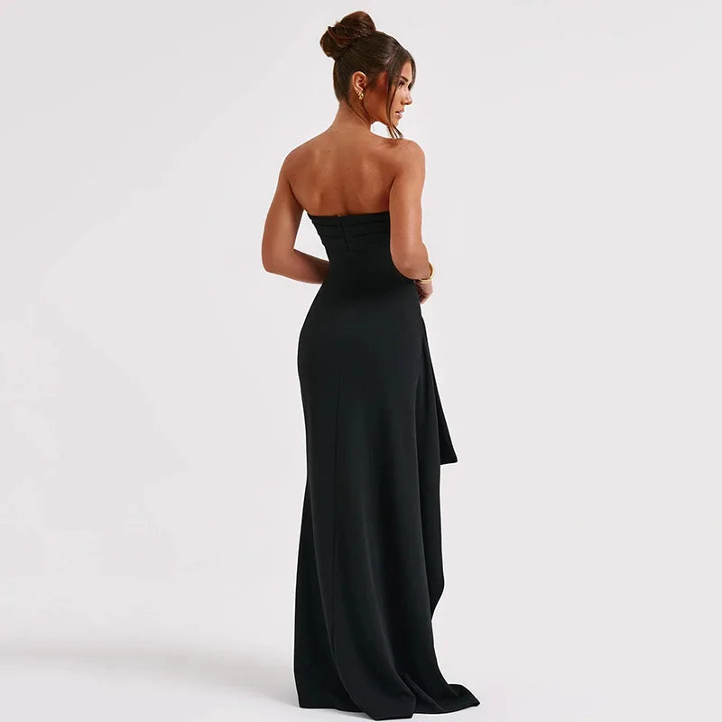 
                  
                    Strapless Backless High Split Maxi Dress For Women Black Off-shoulder Sleeveless Bodycon Club Party Long Dress Clothes
                  
                