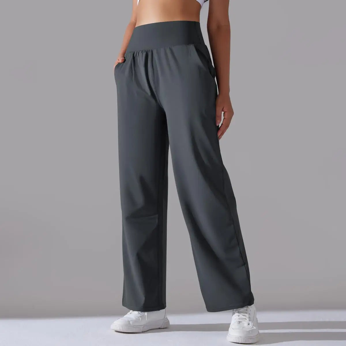 
                  
                    Sean Tsing® Women Sporty Pants Elastic Waist Solid Color Wide Leg Cropped Trousers for Running Yoga Pilates Athletic Bottoms
                  
                