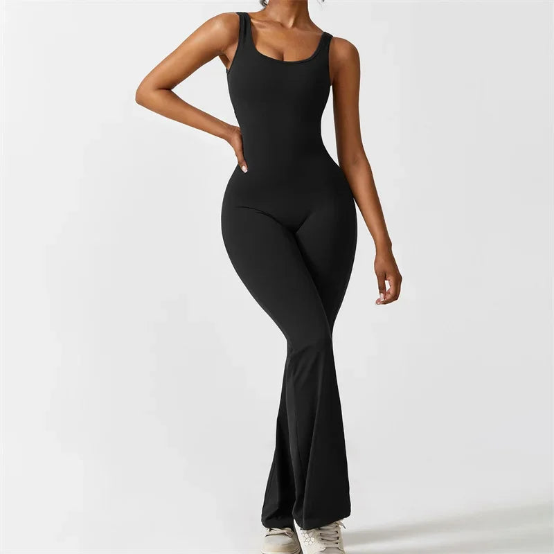 y2k Tank Jumpsuit Women Summer Clothes Solid Color Sleeveless Backless Cutout Wide Leg Pants Playsuit Sexy Clubwear