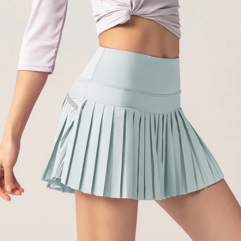 
                  
                    Summer Women Tennis Pleated Skirt With Inner Lining High Waist Double Layer Design Sport Sexy Fitness Yoga Dancing Shorts
                  
                