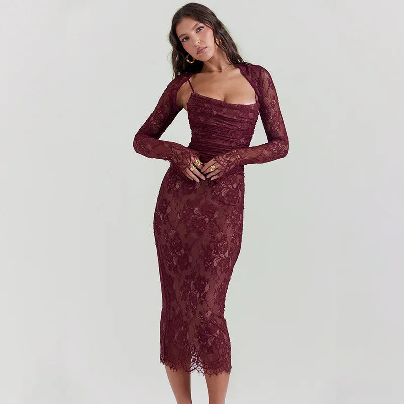 
                  
                    Women's Winter Fashion Lace Printed Back Strap Temperament Slip Dress Club Party Long Dress Elegant Vestidos
                  
                