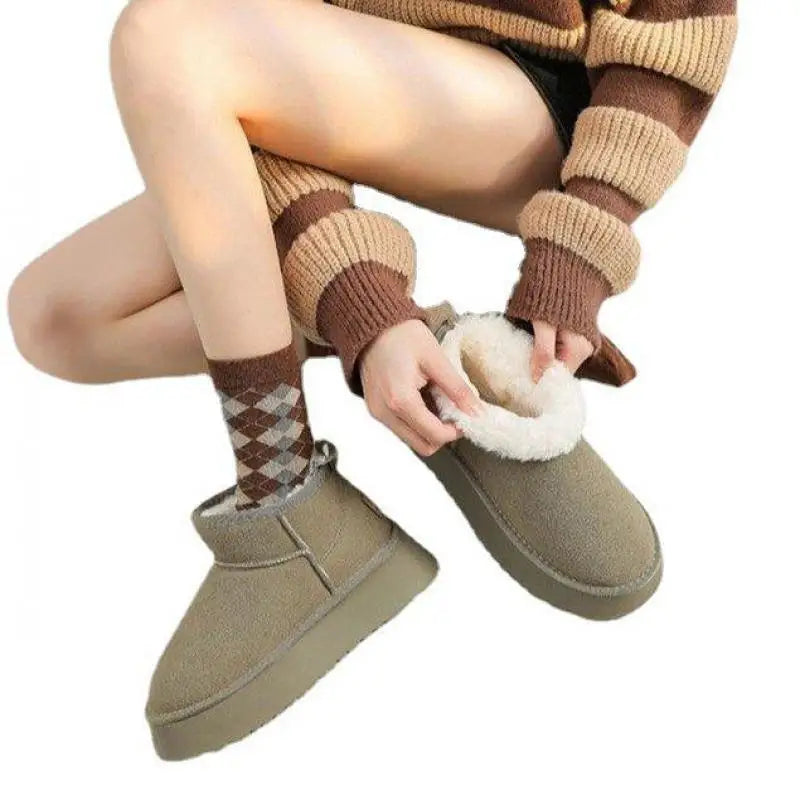 
                  
                    Winter Warm Women Short Plush Warm Snow Boots Casual Shoes New Suede Fur Chelsea Ankle Boots Flats Platform Ladies Shoes Botas
                  
                