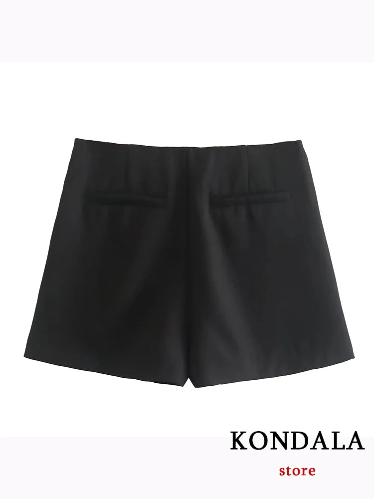 
                  
                    KONDALA Women Fashion 2023 Casual Mini Asymmetrical Skirts Shorts High Waist Back Pockets Wide Leg Skirts Zipper Female Shorts
                  
                