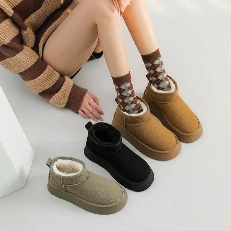 
                  
                    Winter Warm Women Short Plush Warm Snow Boots Casual Shoes New Suede Fur Chelsea Ankle Boots Flats Platform Ladies Shoes Botas
                  
                