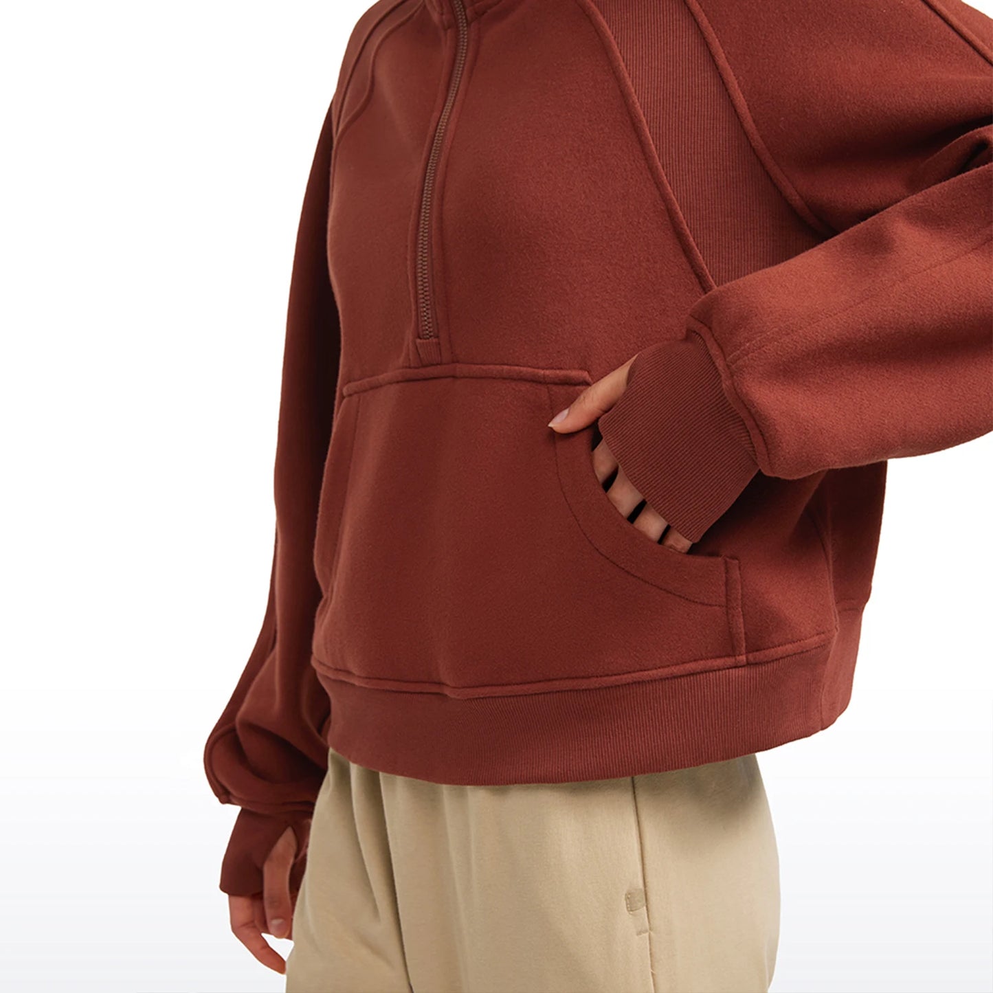 
                  
                    CRZ YOGA Womens Fleece Lined Half Zip Hoodies Pullover Oversized Long Sleeve Casual Workout Sweatshirts with Thumb Holes
                  
                