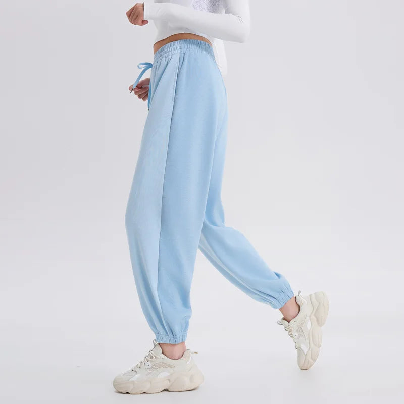 
                  
                    Women's Colored Pure Cotton Sports Pants, Casual Pants, Tie Feet Closure, Harlan Wei Pants, Spring, Autumn, Winter, New, 2023
                  
                