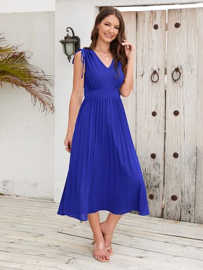 
                  
                    Pleated V-Neck Sleeveless Midi Dress
                  
                