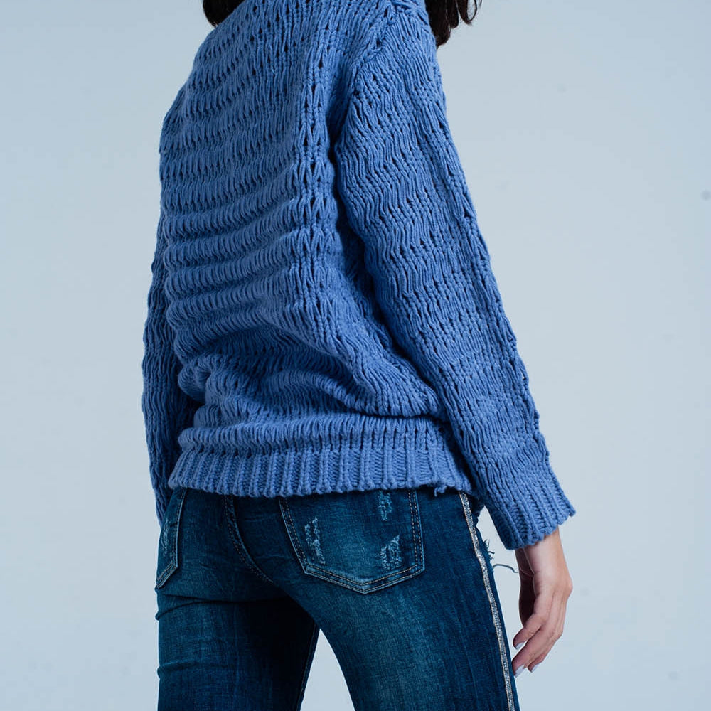 
                  
                    Blue Dropstitch Knitted Sweater
                  
                